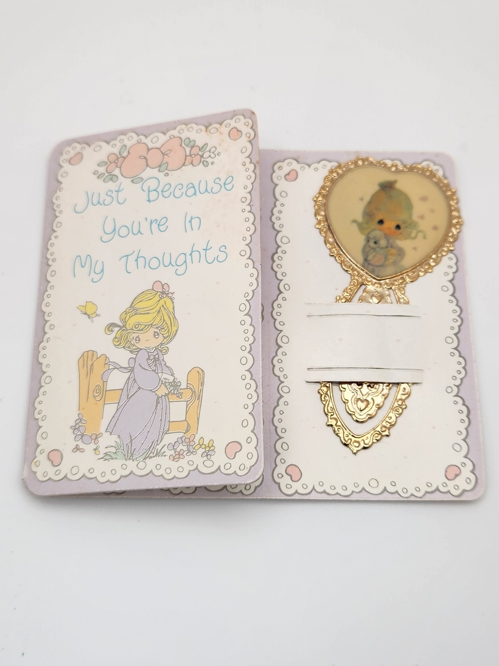 Vtg 1992 Precious Moments "Just Because You're In My Thoughts" Bookmark Card